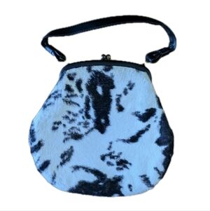 Cow Print Faux Fur Clutch Shoulder Bag